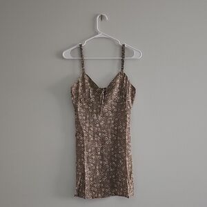 Floral Brown Mini Dress